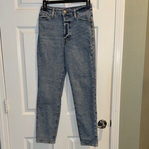 H&M Ultra High Waist Mom Blue Denim Straight Leg Jeans 
Button Up Size 2